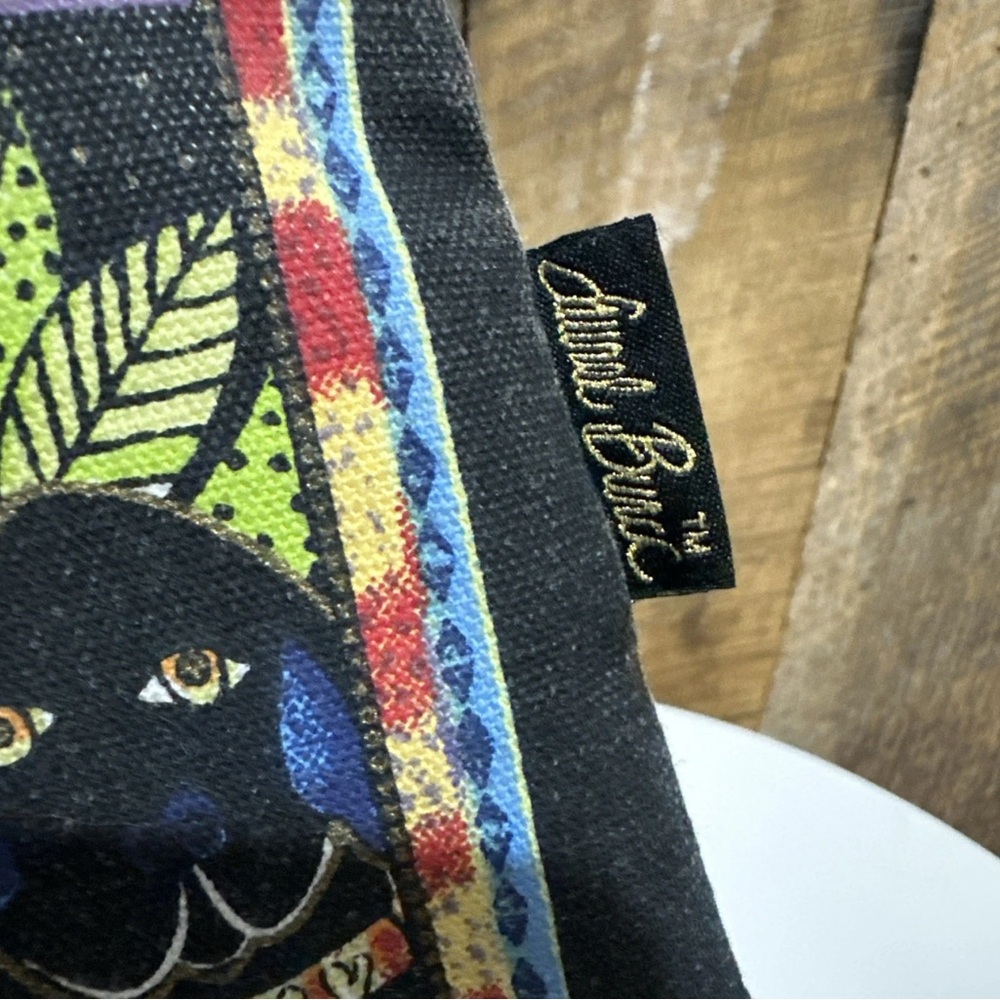 Laurel Burch Canvas Zippered Canine Clan Cosmetic Bag 9 1/4” X 6 1/2” Preowned - Picture 2 of 11